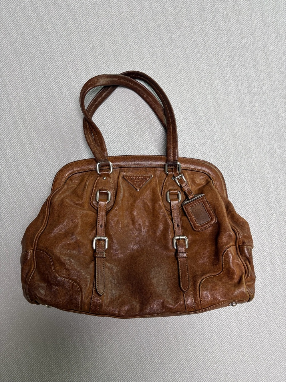 Prada Cognac Leather Shoulder Bag
